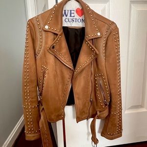 Studded suede moto jacket